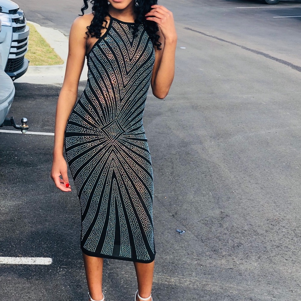 Black rhinestone maxi dress